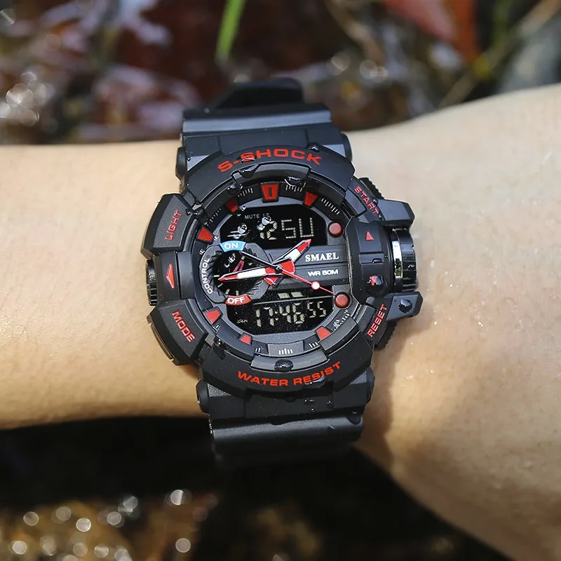 SMAEL мужские спортивные часы светодиодный цифровые часы мужские 50 м водонепроницаемые ударостойкие военные мужские кварцевые наручные часы Relogios Masculino