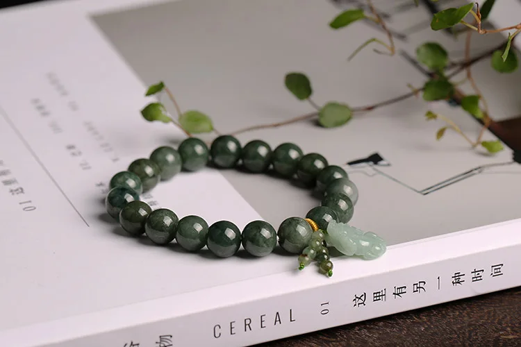 

Grade A Jade Stone Beads Bracelets For Women Natural Jade Bead 10mm Bracelet With Brave BIXIU Pendant Women Gift New Arrival