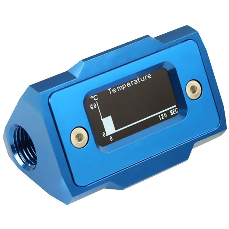 Oled цифровой дисплей измеритель температуры воды система охлаждения воды двойной G1/4 дюйма термометр Температура фитинг-датчик(синий