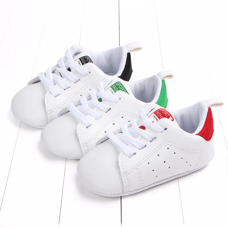 Baby Kids White Shoes New Boys PU Soft Fashion First Walkers Girls Children Non slip Shoes
