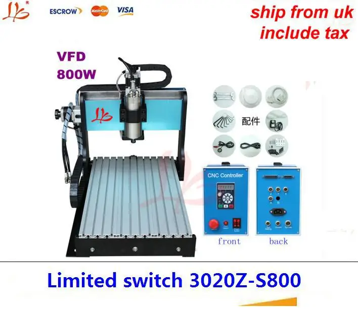 

Free Shipping From UK, No Tax! limit switch CNC 3020 Z-S 800W Engraving machine 3020Z-S engraver,milling machine