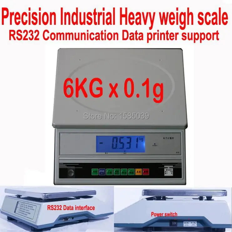 

New Precision platform scale 6KG x 0.1g APTW418 RS232 port data Print weighing counting industrial balance kitchen scale