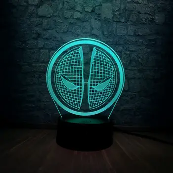 

Movie Marvel Figure Deadpool 3D LED Night Light Illusion RGB Bulb Lighting Children Bedroom Table Lamp Christmas Gift Kid Toys