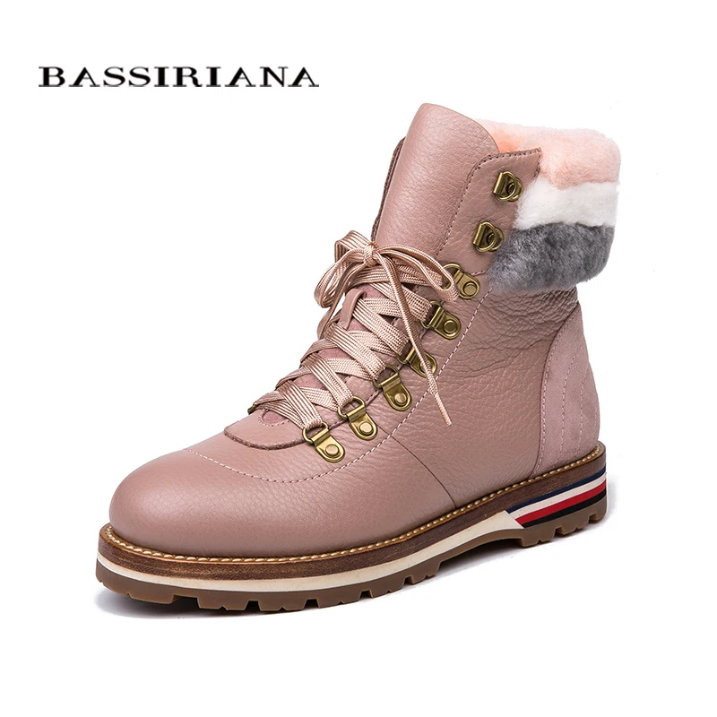 BASSIRIANA/ новые зимние ботильоны женские ботинки из натуральной кожи без каблука женские ботинки размер 35-40