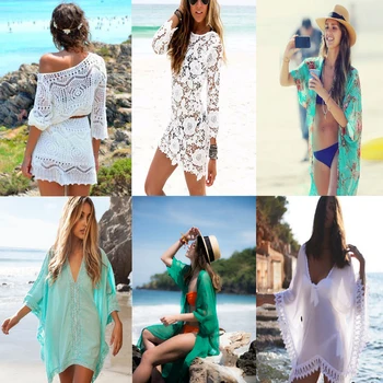 

Crochet Pareo Beach Cover Up Salida De Playa Pareo Cover ups Swimwear Cover up Women White Lace Playa Beach Tunic Dress