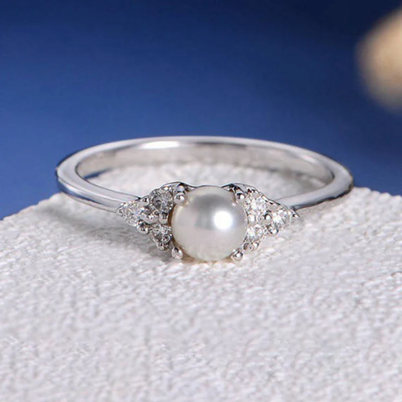 

European And American Ring Imitation Pearl Wedding Rings For Women Jewelry Engagement Rings Female