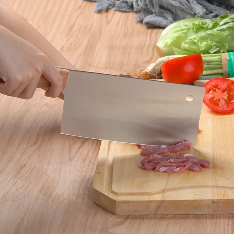Кухонный нож из нержавеющей стали для резки мяса овощей с деревянной