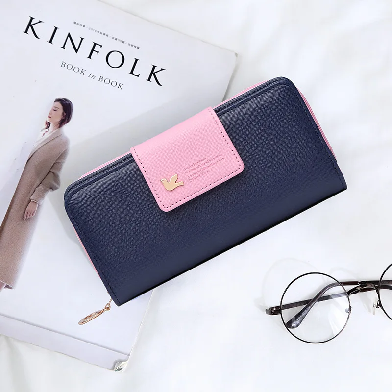 

Women Long Wallets Clutch Bags Flying Bird Panelled Design Wallet Female Large Capacity Credit Card Holder Phone Case Coin Purse