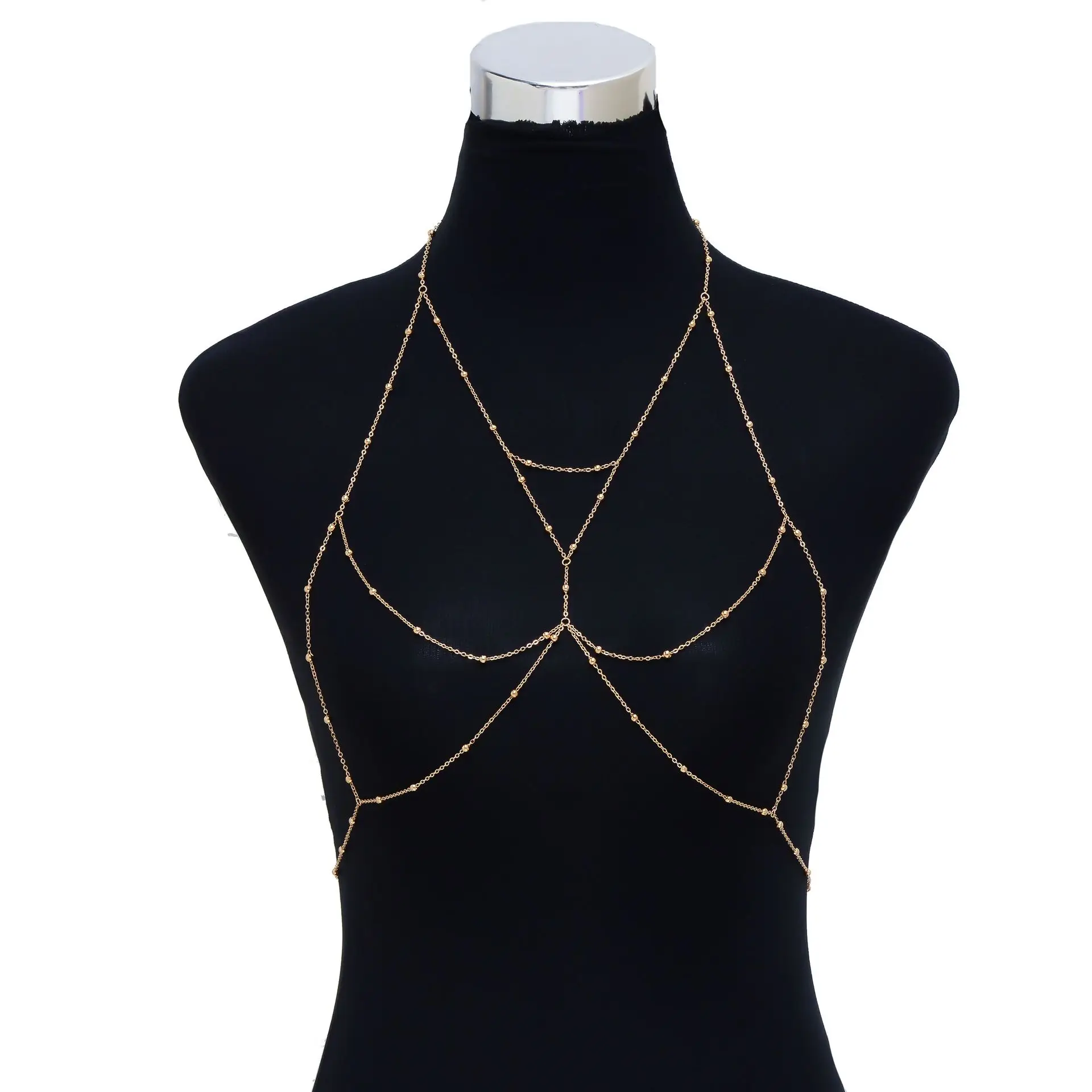 

Doreen Box Fashion Rhinestones Tassel Body Chain Sexy Beach Gold Silver Wedding Accessories Bra Cross Women Body Chain Jewellery