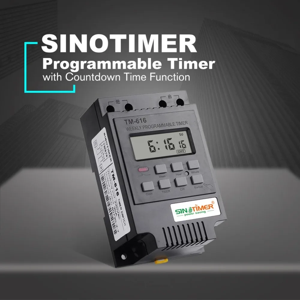 SINOTIMER TM616B-2 30A 220 в электронный Еженедельный программируемый цифровой таймер реле управление таймер Din рейка крепление