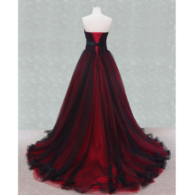 red and black evening dress