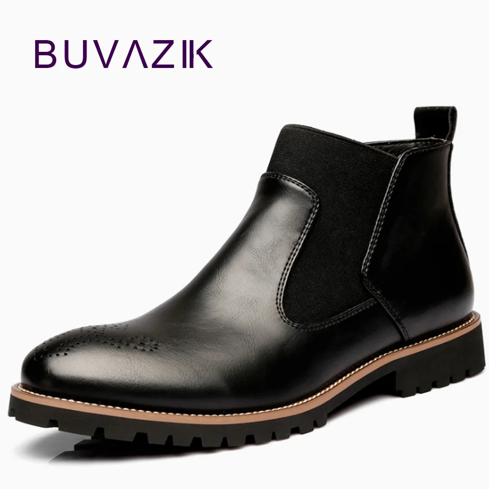 BUVAZIK 2018 autumn leather boots men chelsea boots genuine leather