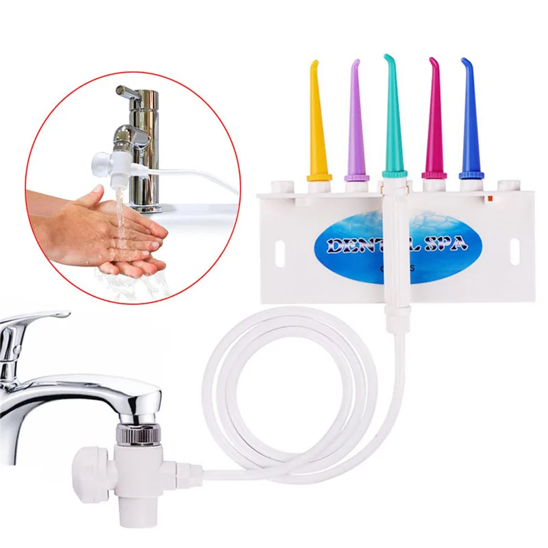 

Faucet Water Dental Flosser Oral Irrigator Jet Interdental Brush Tooth Clean Teeth Whitening Toothbrush SPA with 5 Nozzles P40