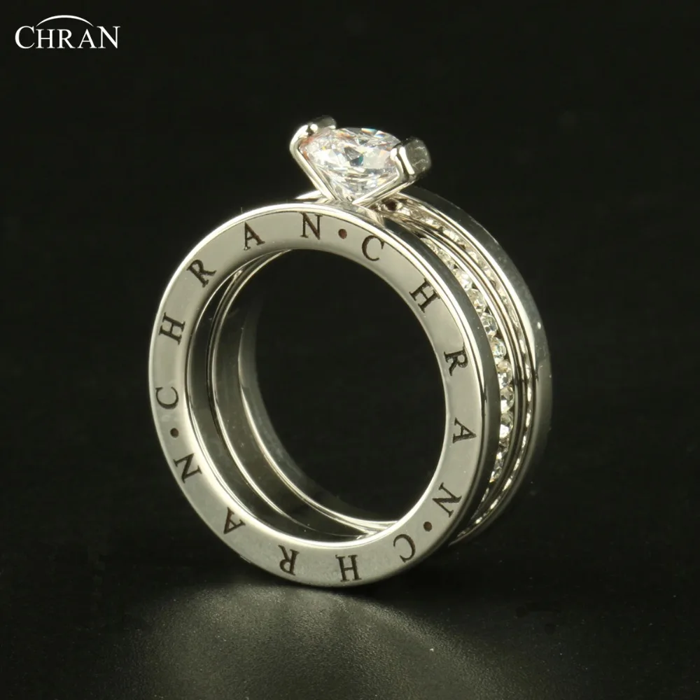CHRAN Elegant Austrian Crystal Gold Color Brand Jewelry Wholesale Classical Pave Band Zircon Engagement Rings For Women - Image 5