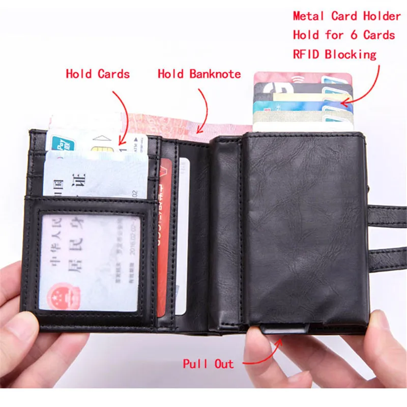 Online Cartera inteligente BISI GORO portatarjetas DE CRÉDITO 2019 hombres mujeres multifuncional Metal RFID caja de aluminio bloqueo tarjeta de viaje cartera