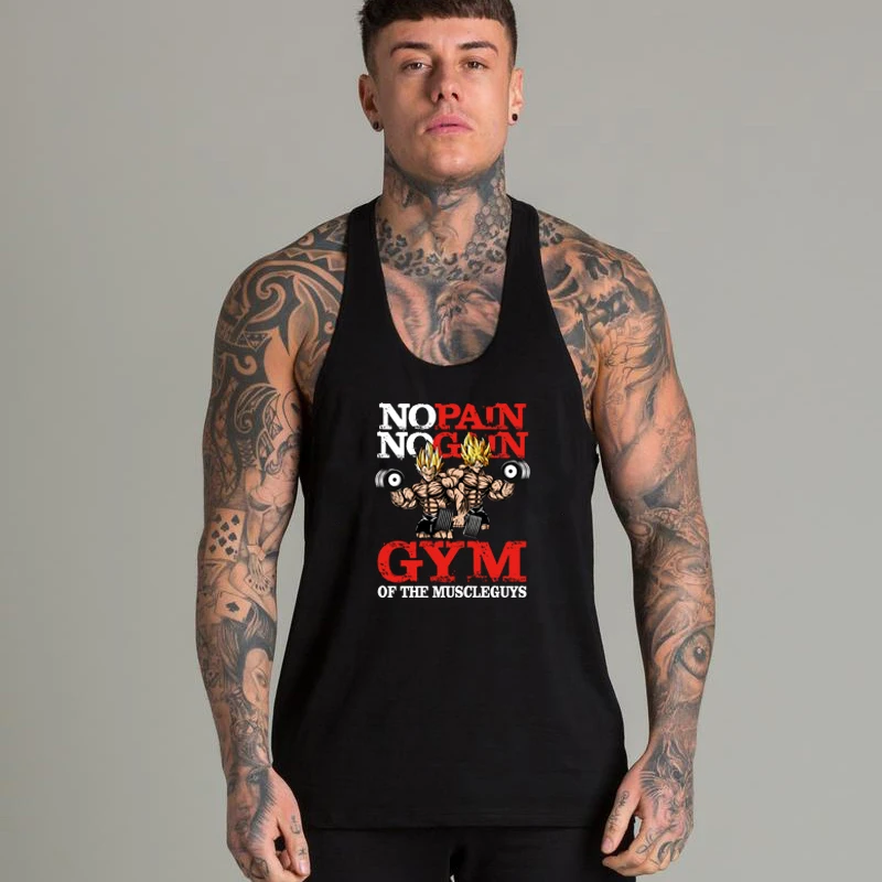 

Muscleguys Brand Fitness Men Tank Tops Dragon Ball Bodybuilding Tank Small Goku Print Sleeveless Shirt Gyms Stringer Vest male