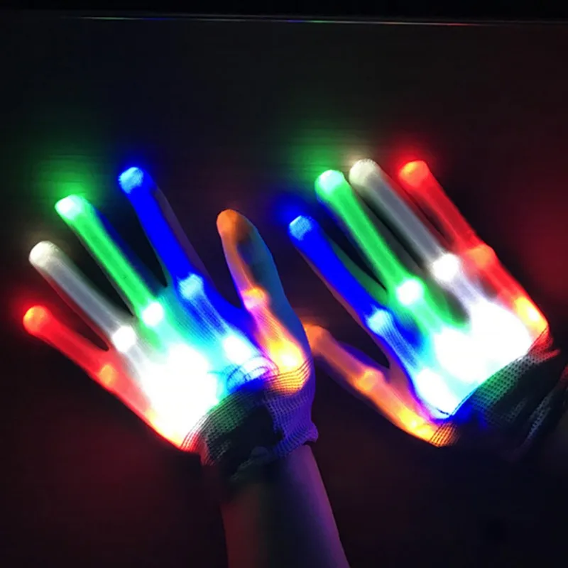 Пара красосветодио дный светодиодных перчаток Rave Light Finger Lighting мигающие перчатки унисекс скелетная перчатка