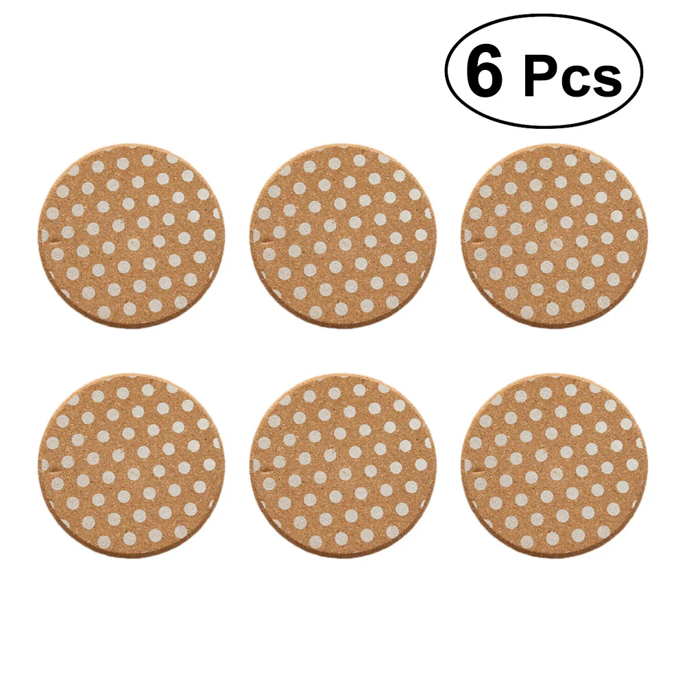 

6 Pcs Wooden Thickened Cup Cork Coaster Wood Cup Mat Insulation Pad for Protecting Table Glass and Cup(Dot)