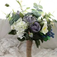 SexeMara розовый/красный/фиолетовый красный цвет свадебные букеты моделирование чай Роза ягоды невесты Эвкалиптовый букет