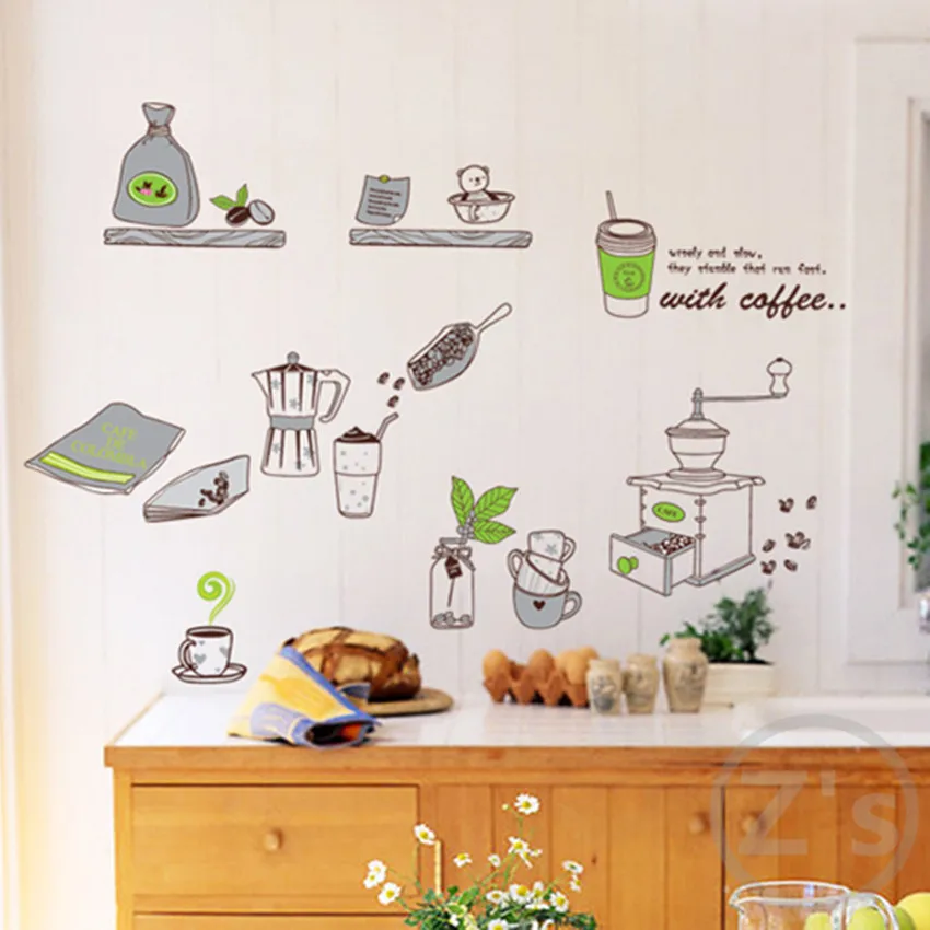 Zs Sticker cooking tools coffee kitchen decor cooked wall sticker home decoration adhesives mural dining room removable vinyl