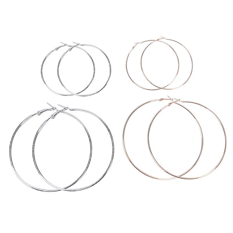 1pair Big Ear Hoop Drop Dangle Earrings Ear Studs Silver Gold 7cm 10cm Jewelry