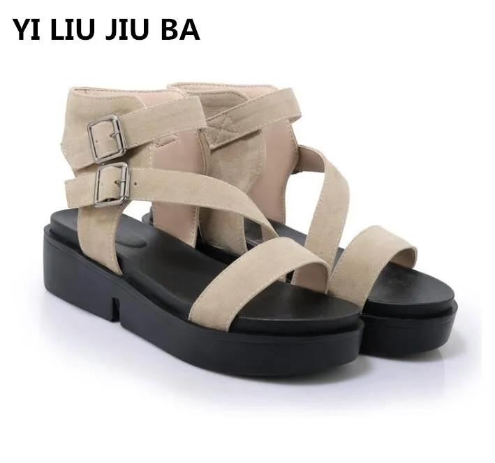 

high quality 2019 Fashion Women Fish Mouth Platform mid Heel Wedges Sandals Buckle casual Rome Non-slip Shoes women mujer **667
