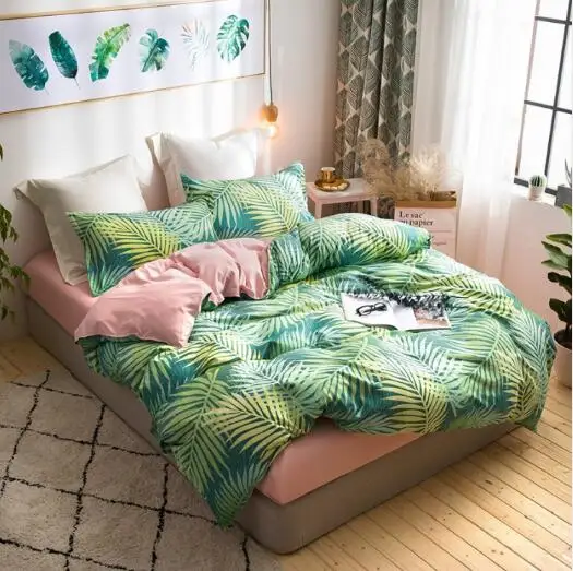 

Flamingo Bedding Sets 3/4pcs Geometric Pattern Bed Linings Duvet Cover Bed Sheet Pillowcases Cover Set