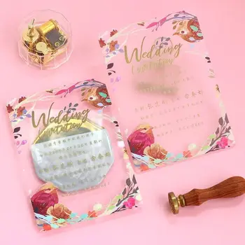 

free shipping 50pcs personalized wedding favors birthday invitations card acrylic Business card Custom logo gold letters