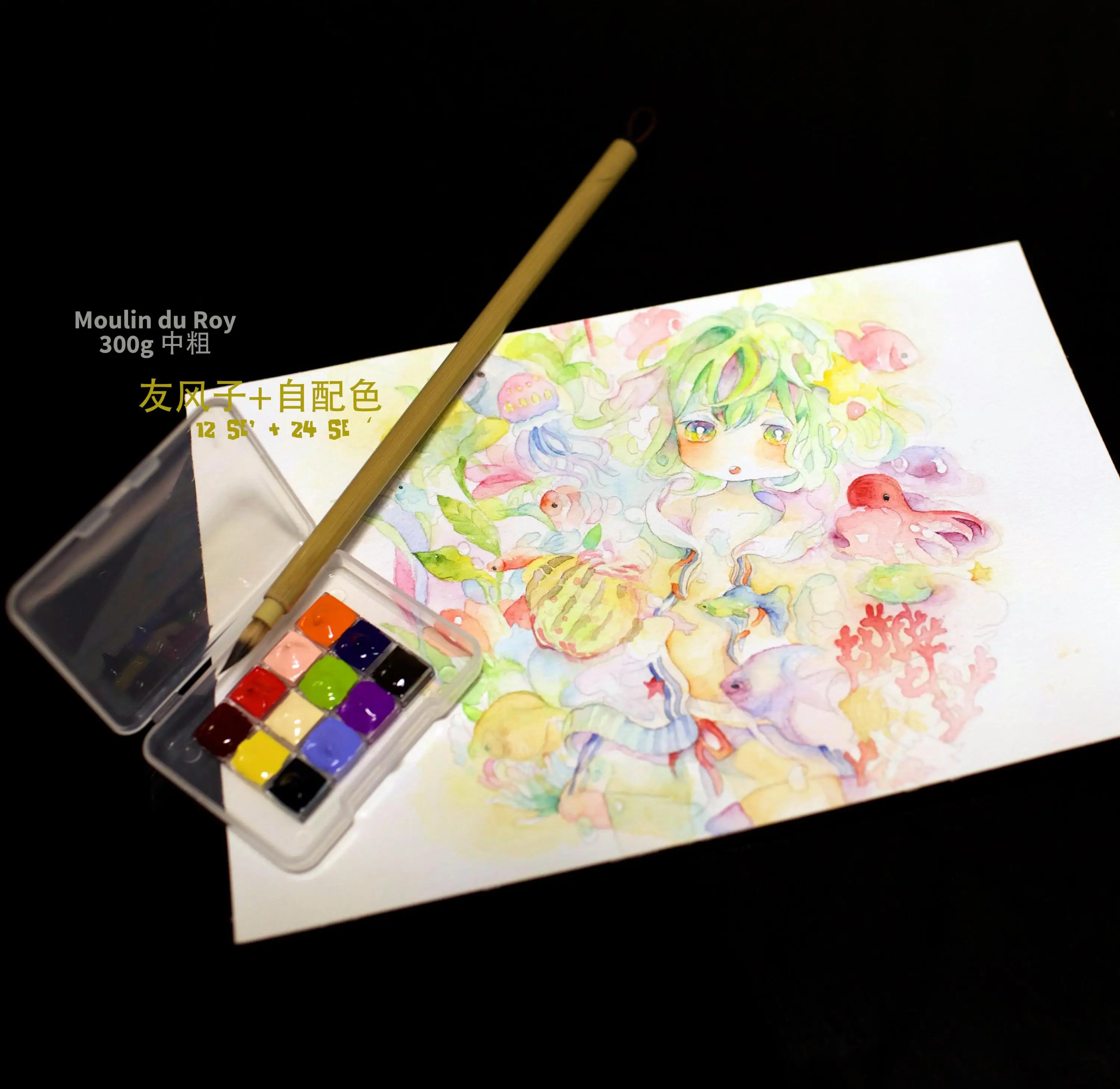

Japan HB Holbein friendly wind self-matching 24 colors expert grade watercolor pigment packaging Dispensing plate Watercolour