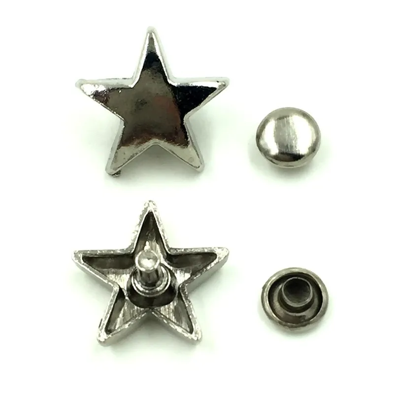 

10 Sets Rivets Spike Studs Spots Garment Silver Tone Star Shape Pentacle Punk Bag Shoes Clothes Crafts Making Findings 15mm