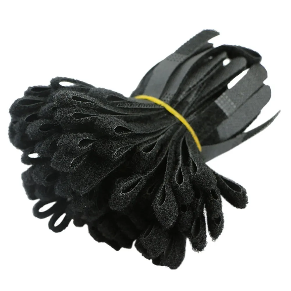 

100pcs Black Cable Cord Tie Strap Hook and Loop Sticky Backed Tape Winder Wire Tidy Organizer Earphone Holder Cord Protetor