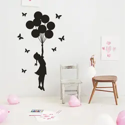 Воздушный шар Девушка Съемный Книги по искусству виниловые панно дома номер Декор стен Стикеры Водонепроницаемый стойкими нетоксичными