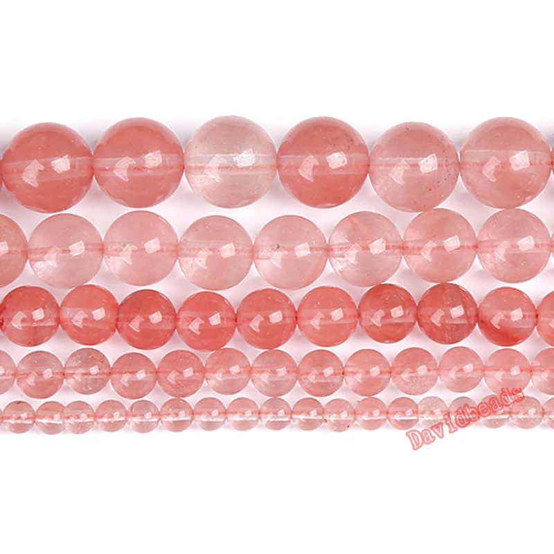 

Fctory Price Natural Stone Smooth Pink Cherry Quartz Loose Beads 15" Strand 4 6 8 10 12 MM Pick Size For Jewelry Making