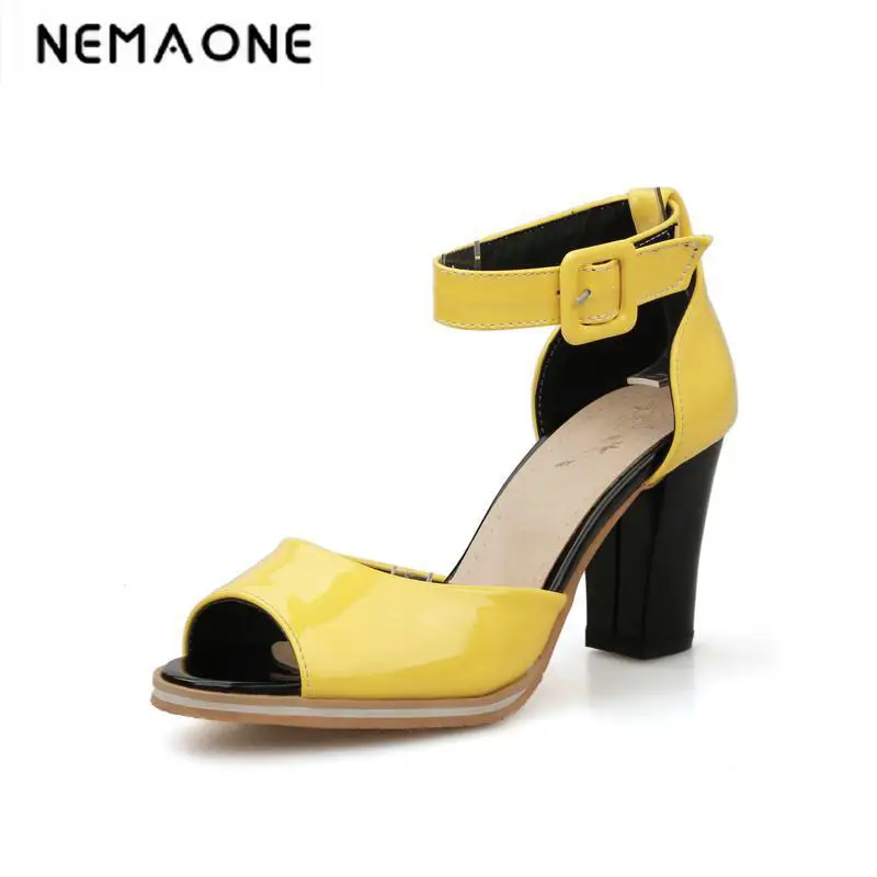 

Fanyuan Open Toe Sandals Women Shoes Thick Heel Buckle Strap 2018 Summer Solid Girls Casual Sandals Plus Size34-43
