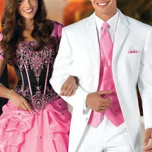 Изготовленные На Заказ лучшие продажи популярные белые мужские костюмы для смокингов жениха, на заказ белый смокинг, заостренный лацкан 3 кнопки мужские костюмы