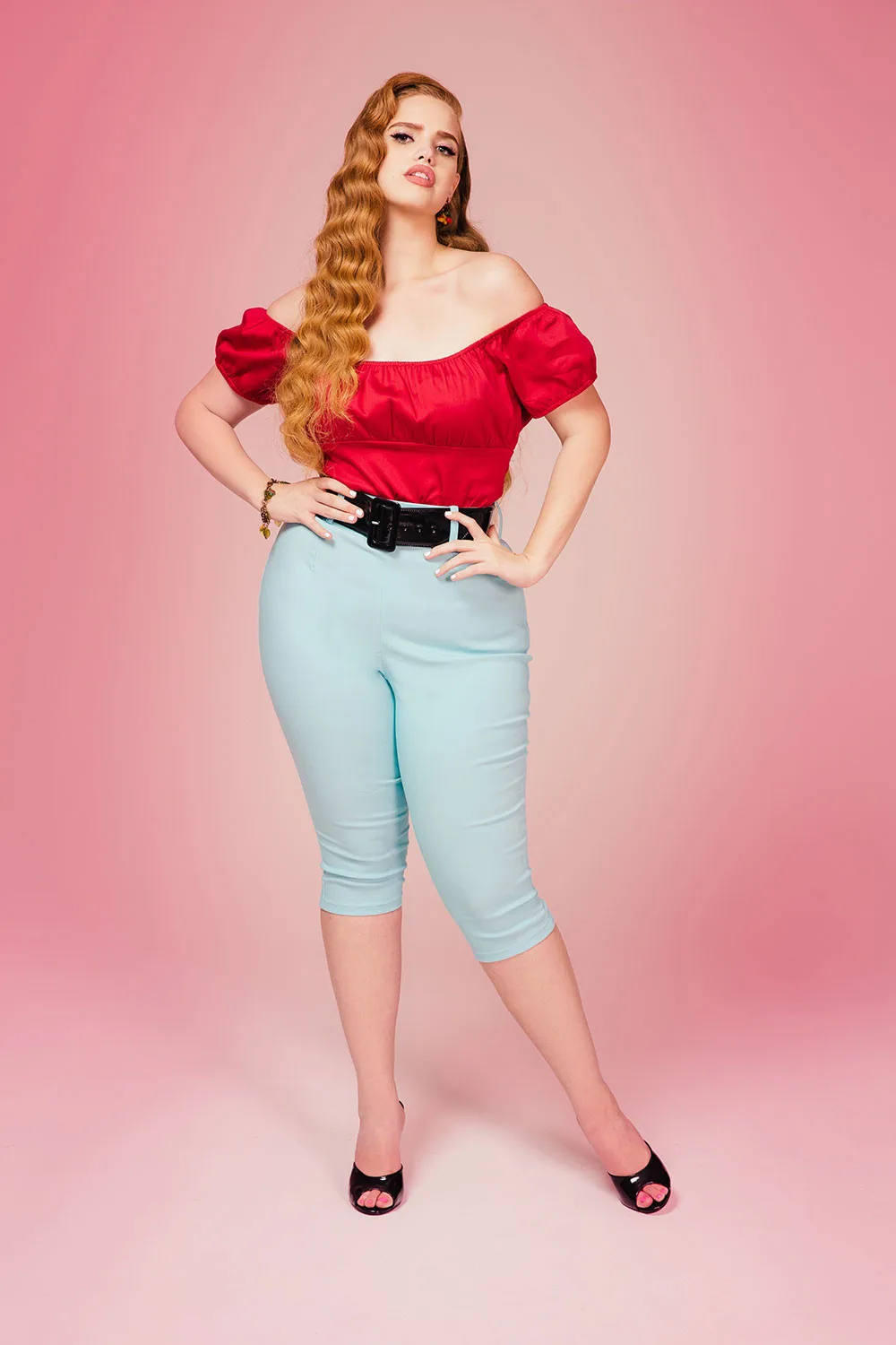 30-летние винтажные 50s pinup крестьянские топы с открытыми плечами с вырезом лодочкой, укороченные красные, большие размеры, женская одежда в стиле рок, футболка