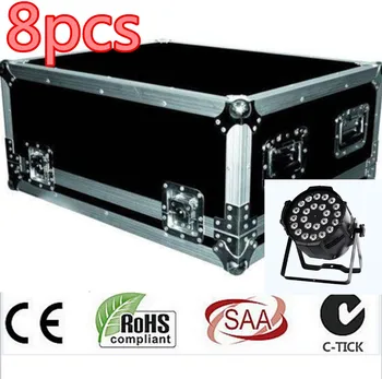 

HOT!8pcs 24x18W LED Par Lights with 1 fight case lamp rgbwa uv 6in1 led par light for dj and dmx
