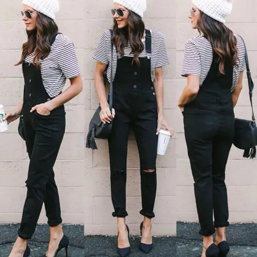 black jeans with straps