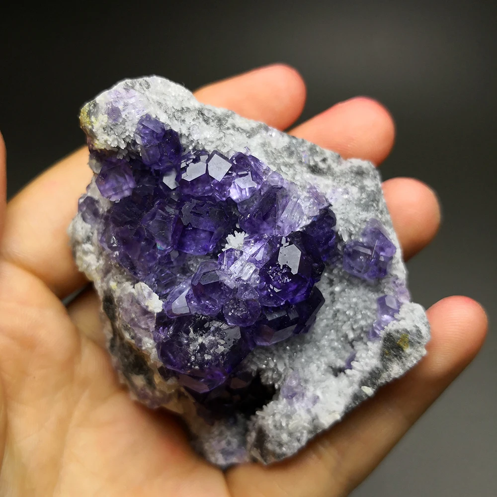 

142g NATURAL Minerals purple Fluorite White quartz crystal RARE ORE UNIQUE SPECIMENS B916