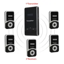 DHL Shipping! ATG100 Wireless 195MHz-230MHz Tour Guide System 1 Transmitter+5 Receiver Wireless Microphone Tour Guide Speaker