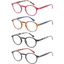 Модные круглые очки для чтения, 4 пары, весенние петли, цветные оправы для очков, качественные очки для чтения, мужские и женские