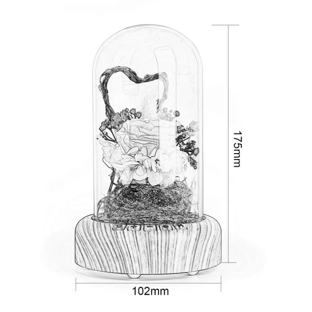 Rose Streamer Bottle Wireless Bluetooth Speaker Rechargeable LED Night Light With Flower in Glass Home Decoration Table Lamp 10