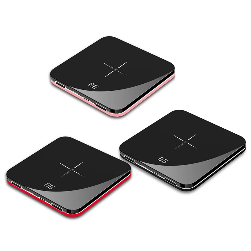 

Wireless Charger Powerbank 8000mah Ultra Thin Mirror Screen 2.1A Fast Charging Mini Power Bank for iPhone Samsung Xiaomi