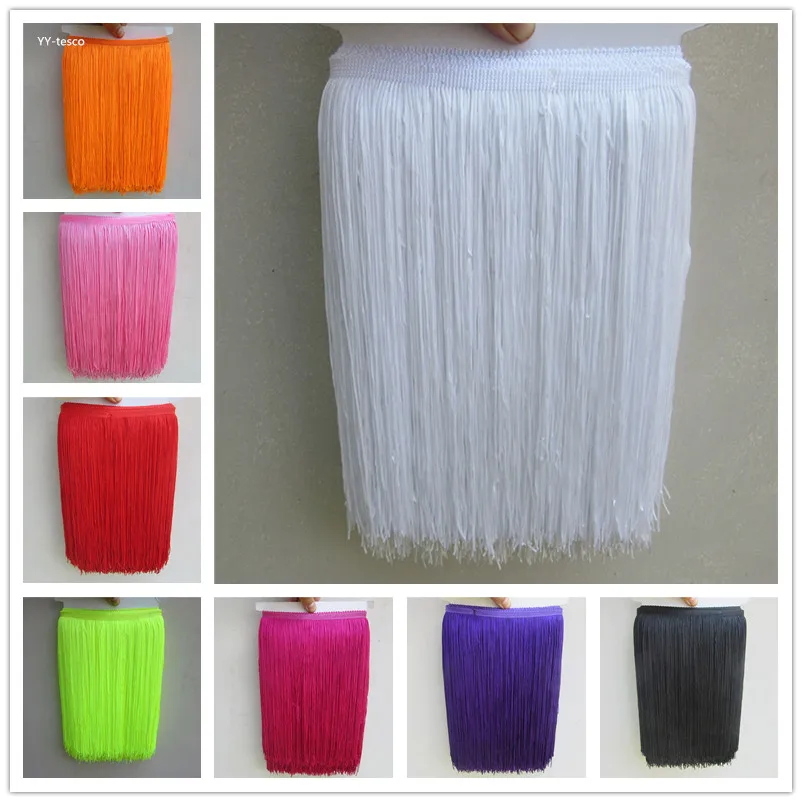 US $260.99 YYtesco 100YardLot 30CM Long Lace Trim 25 Color Polyester Tassel Fringe Trimming For Diy Latin Dress Stage Clothes Accessories