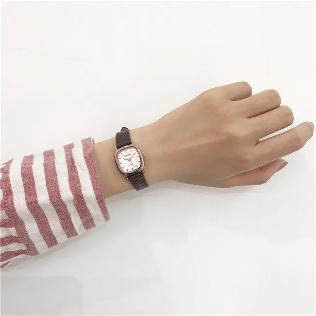Женские квадратные кварцевые наручные часы в стиле ретро, женские парные часы с кожаным ремешком, часы-браслет, Montre Femme