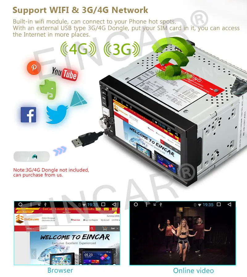 Perfect Car Stereo Radio Double Din GPS WiFi 3G Mirror-Link Android 6.0 DVD Player 1080p 4