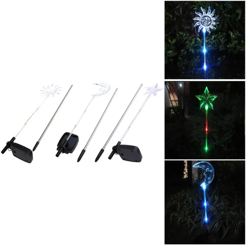 

New Year Novelty Art-Decorativef Solar Lawn Lamp 5 LED Plastic Waterproo Outdoor Garden Courtyard Christmas Lights Sun Moon Star