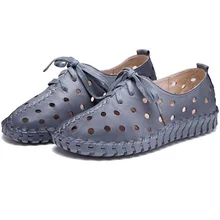 2017 Fashion Genuine Leather Loafers Women Flat Sandals Ladies Creepers Shoes Woman Espadrilles Chaussure Femme Summer Style