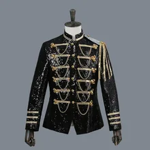 Men Suit Jacket Court Dress PerforMence Men's Tuxedo Show Sequins Silver-white Black Red Mens Blazer Jacket Single Breasted