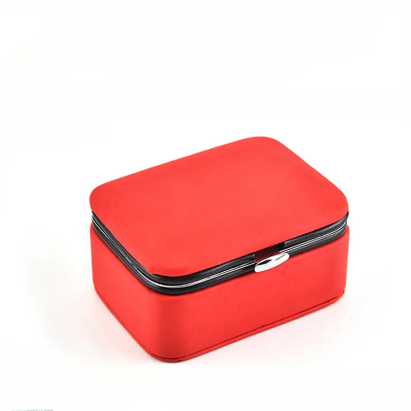 Дорожная коробка для упаковки ювелирных изделий, органайзер для косметики, шкатулка для украшений, серьги, кольца, органайзер, шкатулка для ювелирных изделий, чехол для переноски - Цвет: Красный